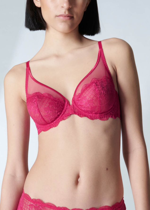 Soutien-gorge Dcollet Plongeant avec Armatures Simone Prle Cranberry