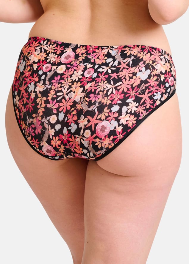 Slip Sans Complexe Imprim Floral Noir