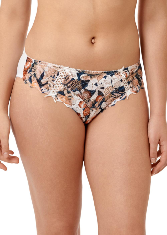 Slip Sans Complexe Imprime Floral Blanc