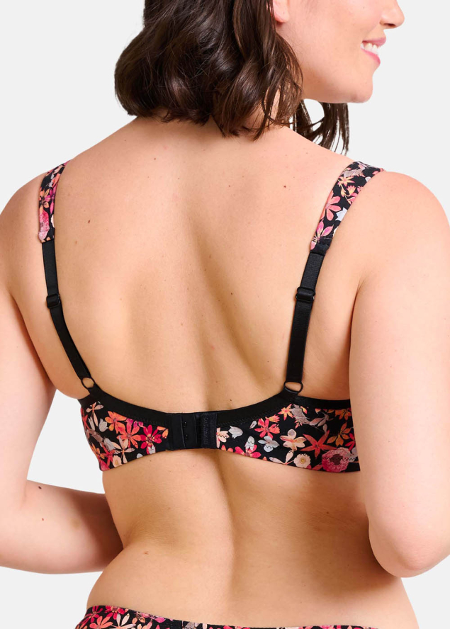 Soutien-gorge Emboitant Sans Armatures  Sans Complexe Imprim Floral Noir