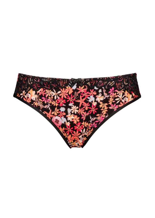 Slip Sans Complexe Imprim Floral Noir