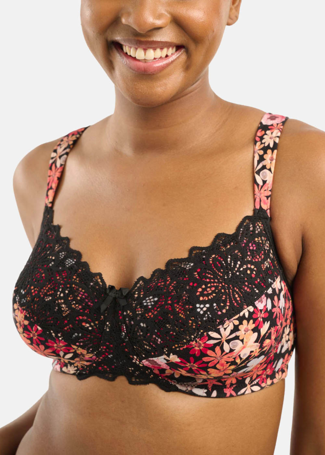 Soutien-gorge Emboitant Sans Armatures  Sans Complexe Imprim Floral Noir