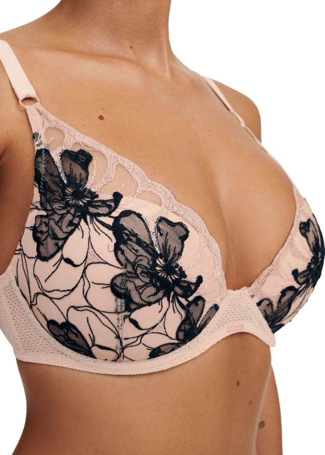 Soutien-gorge Dcollet Plongeant avec Coques et Armatures Chantelle Beige Dor / Noir