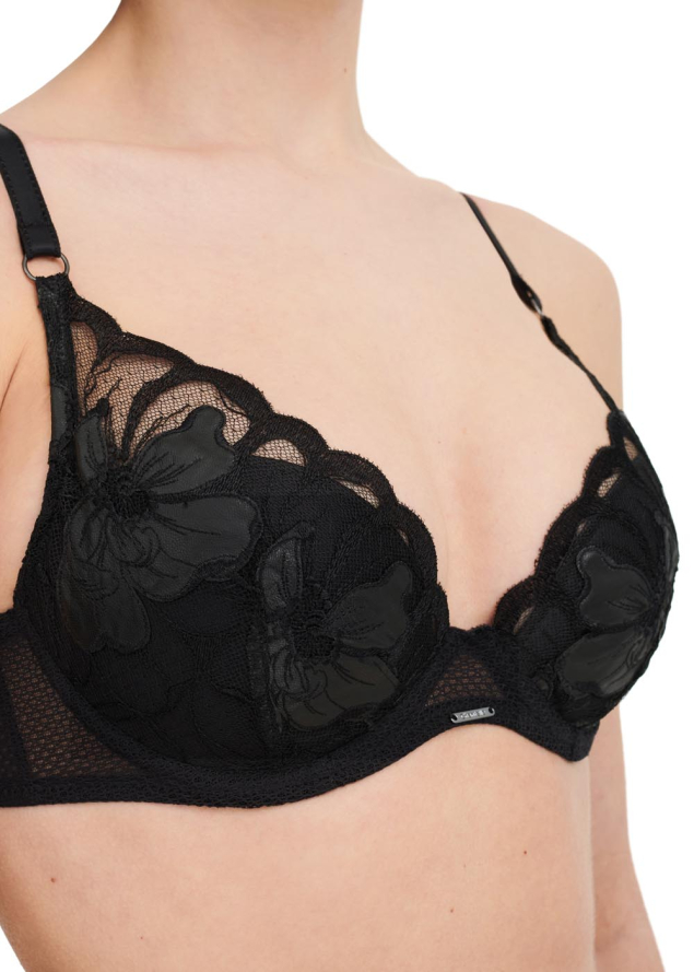 Soutien-gorge Dcollet Plongeant avec Coques et Armatures Chantelle Noir Simili