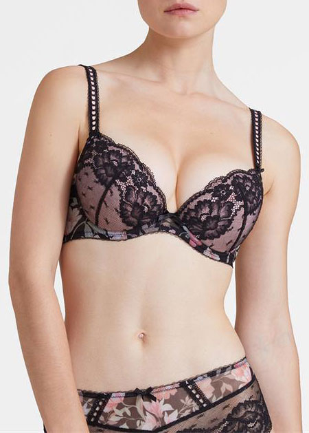 Soutien-Gorge Plunge Coussinets  Aubade Pivoine Noire