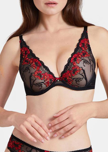 Soutien-Gorge Plunge Foulard Aubade Rouge Prodigieux