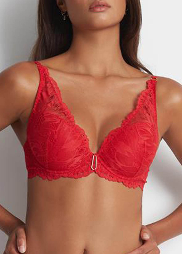 Soutien-Gorge Plunge  Armatures Aubade Rouge Floral