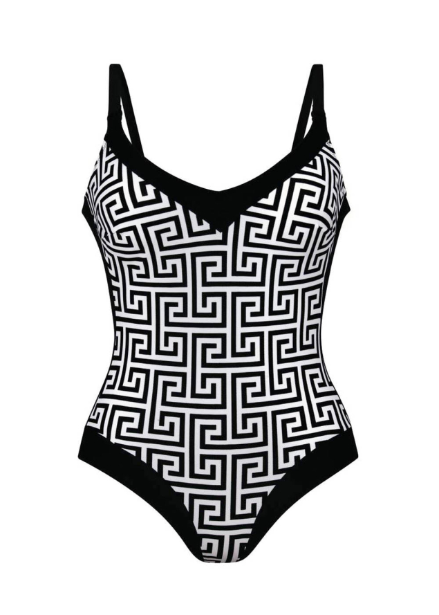 Maillot de bain 1 pice dcollet Maillots de Bain Anita Since 1886 Noir / Blanc