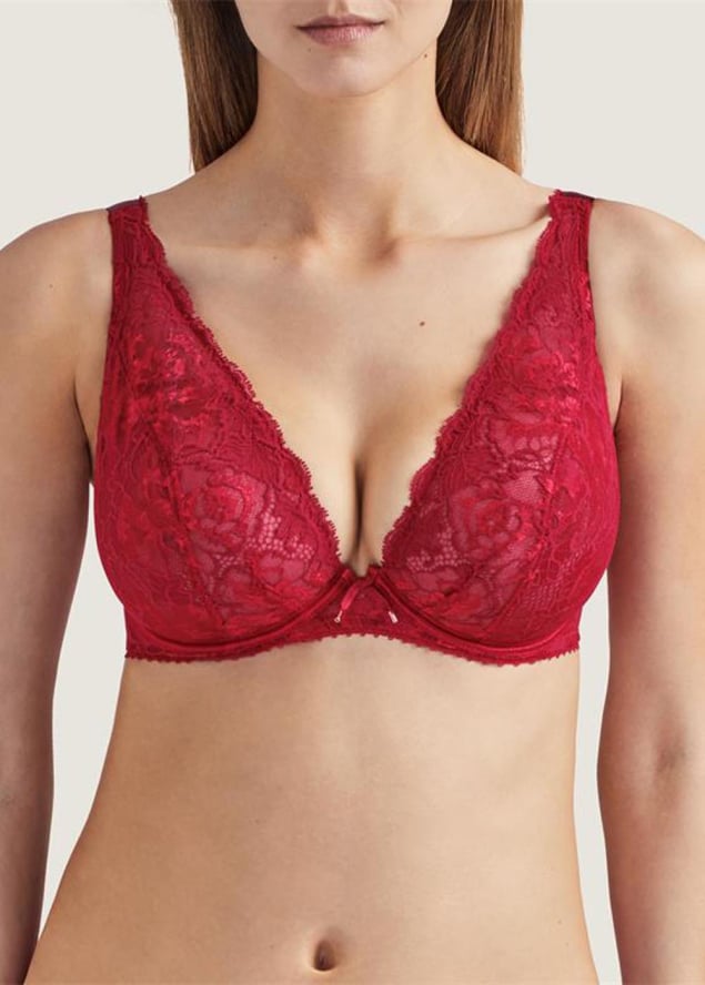 Soutien-gorge Triangle Plunge Confort Aubade Rouge Amour