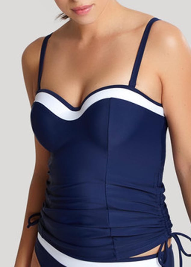 Haut Tankini Bandeau  Maillots de Bain Panache Bleu Marine Blanc