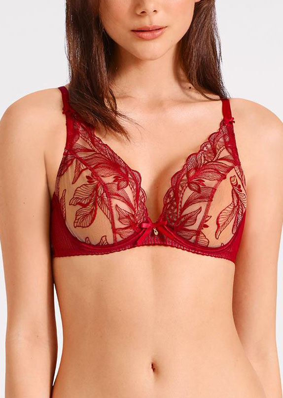 Soutien-Gorge Triangle Plunge  Armatures Aubade Rouge crin