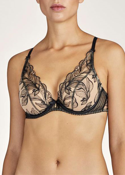 Soutien-Gorge Triangle Plunge  Armatures Aubade Encre Noire