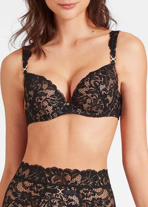 Soutien-Gorge Plunge A Coques Aubade Perle Noire