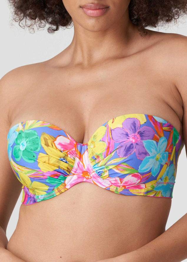 Haut de bikini bandeau rembourr Maillots de Bain Prima Donna Swim Blue Bloom