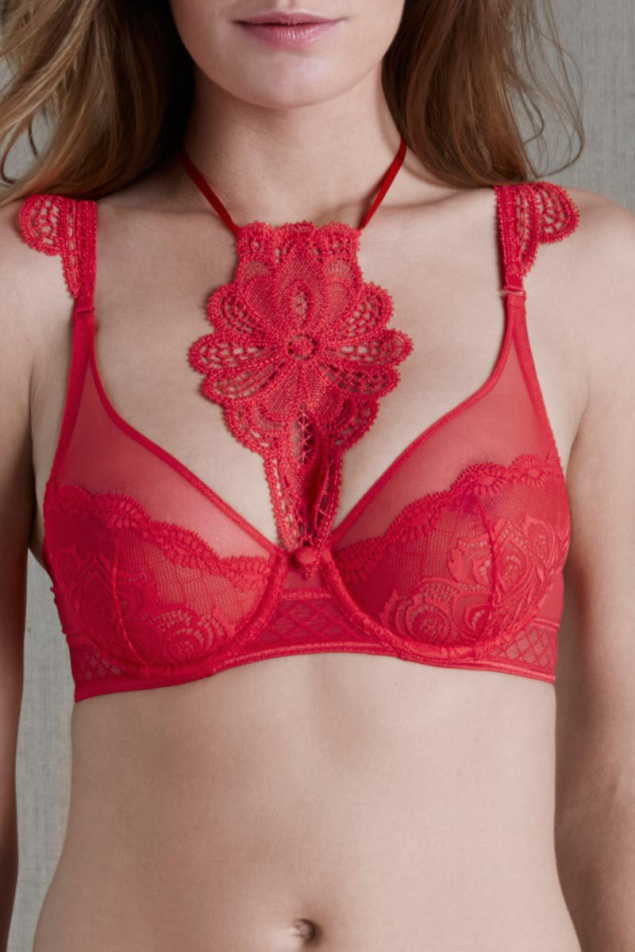 Soutien-gorge Armatures Dcollet Plongeant Simone Prle Rouge Feu