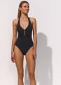 Maillot de bain 1 pi�ce tour de cou d�collet� profond 