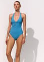 Maillot de bain 1 pi�ce tour de cou d�collet� profond 