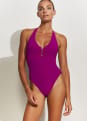 Maillot de bain 1 pi�ce tour de cou d�collet� profond 