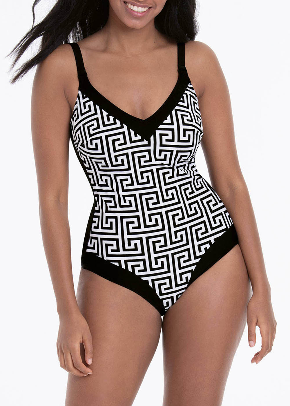 Maillot de bain 1 pice dcollet Maillots de Bain Anita Since 1886 Noir / Blanc